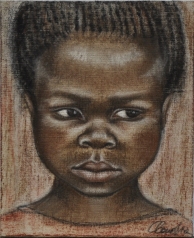 Ritratto di bambina - 2003 sanguigna su tela grezza 25x20